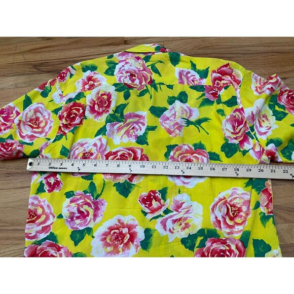 Jams World Men's S Yellow Shirt Cotton Button-Up Floral Beach Hawaiian Chic - Picture 8 of 8